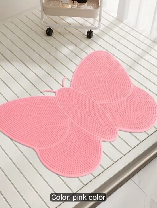 Other - Pink Butterfly Bath Mat - Soft Non-Slip Shower Rug